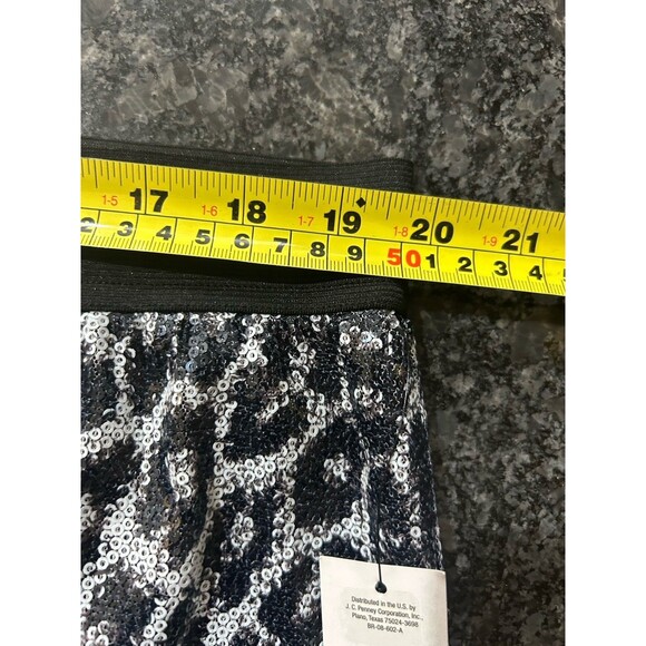 NWT Worthington Plus A-Line Skirt Winter Leopard Sequin Size 2X Lined Stretchy - Picture 3 of 6